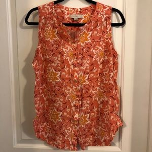 LOFT Orange and Yellow Floral Blouse